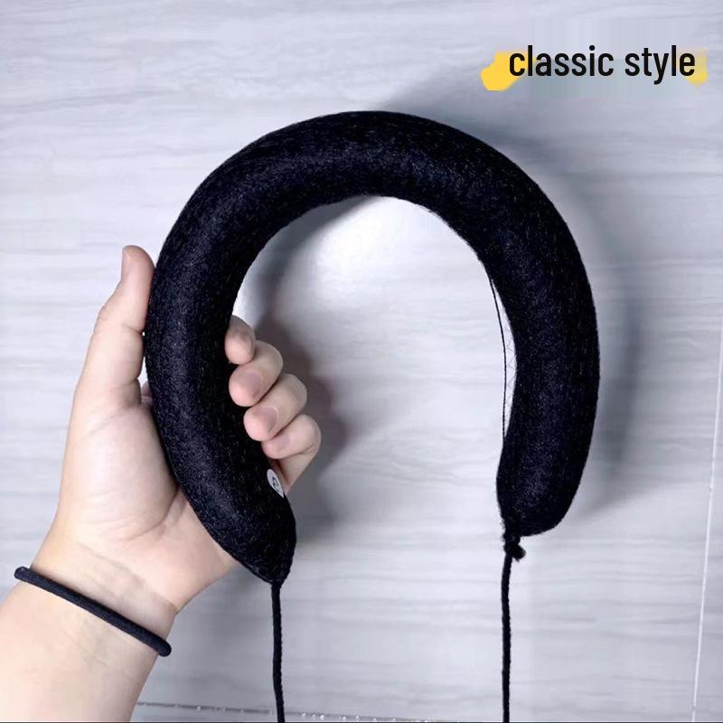 Tang Dynasty Wig Bag: Style-Ready Head-Covering with Side Ties, Hanfu-Inspired Round Hair Roller Pad.