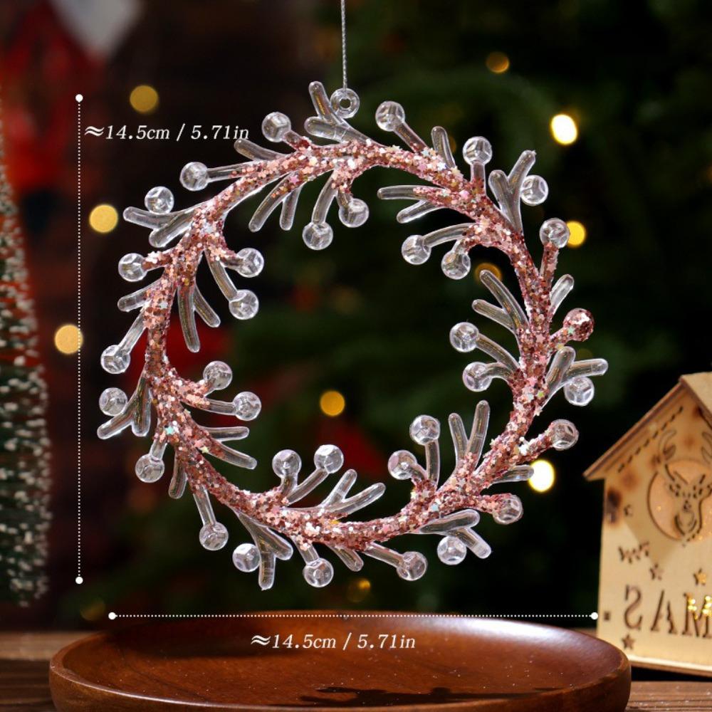 Acryl-Weihnachtsflocken-Anhänger Glitzer Kristallklar Weihnachtsbaum-Hänger Schneeflocken-Design Elchkrone Hängende Ornamente