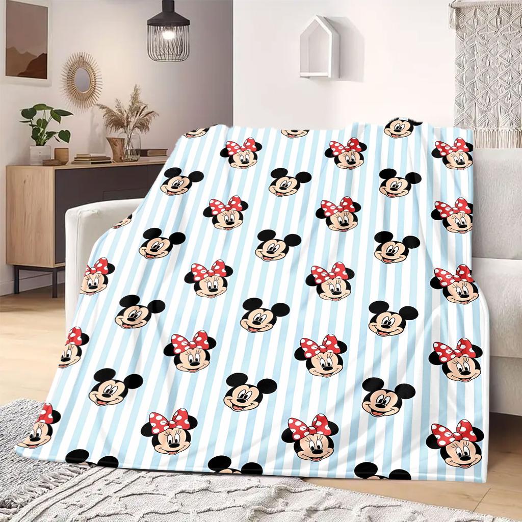 Mickey Print Flannel Blanket Cartoon for Sofas Beds Bedrooms Chairs Travel Picnics Home Decor Unique Gift Idea 3D Style