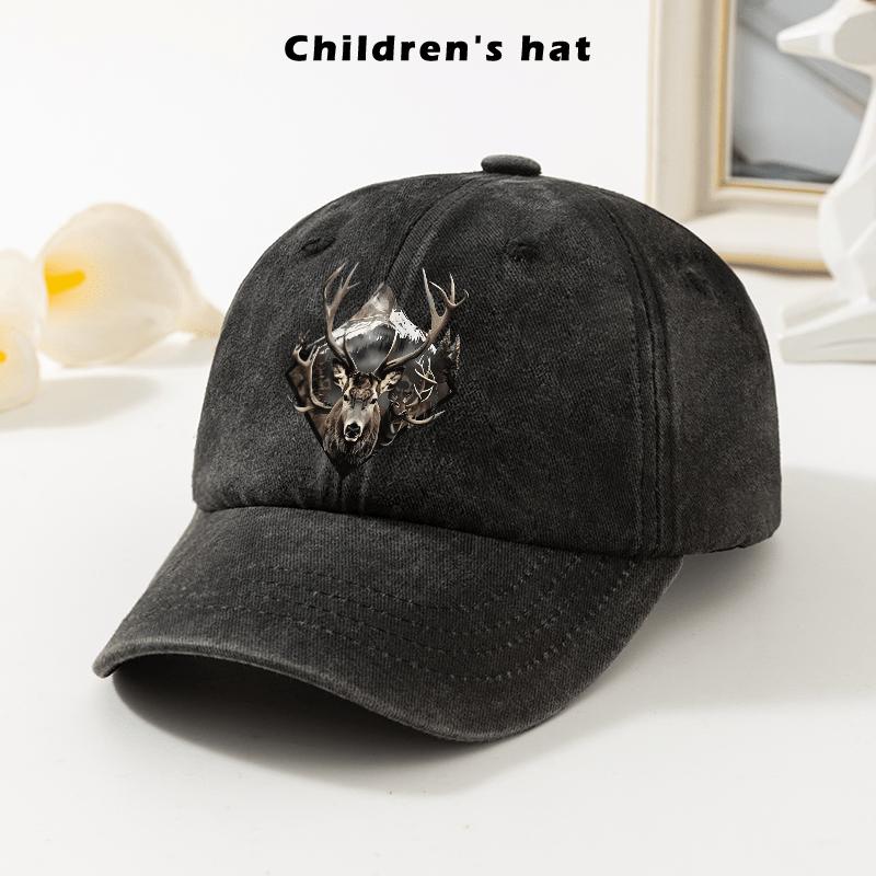Deer Stag Mountain Print Vintage Baseball Cap Soft Top Adjustable Outdoor Youth Hat