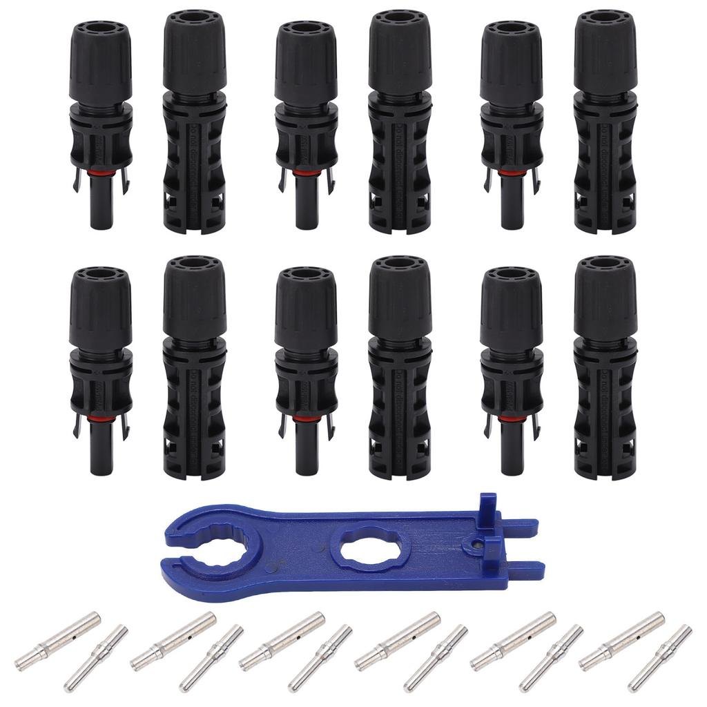 12PCS Solar Photovoltaic Connector IP67 Copper Tinned Pins Male Female Connector Kit for Industry