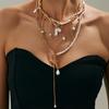 Sweet And Cool Special-Shaped Imitation Pearl Fringed Necklace, French Light Luxury Chain Wrapped Around Collarbone Chain Necklace