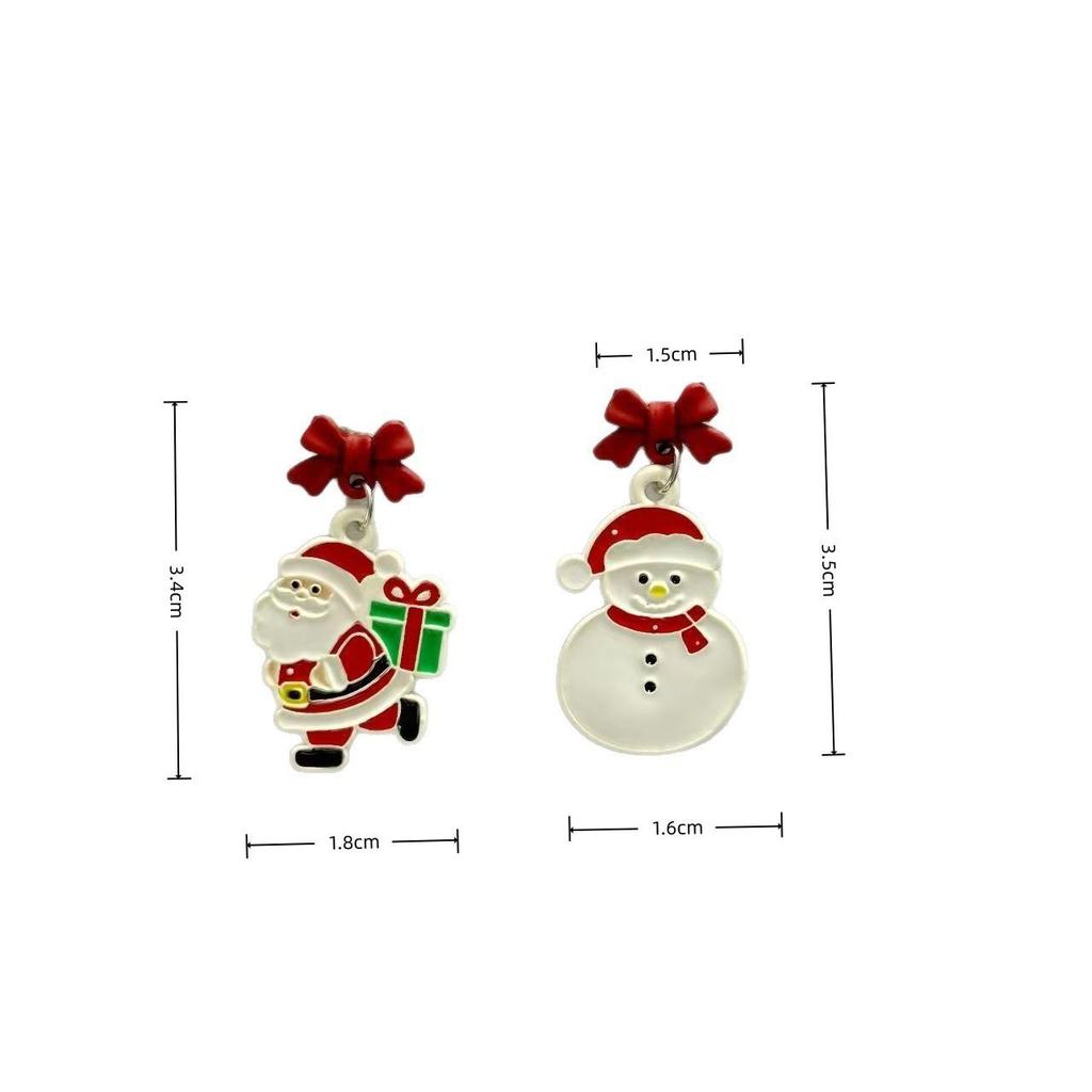 Creative Asymmetrical European & American Christmas Alloy Earrings: Santa Claus & Snowman Design for Women
