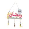 Wood Eid Mubarak Hanging Ornament Tree Wall Creative Sign Islamic Muslim Decor