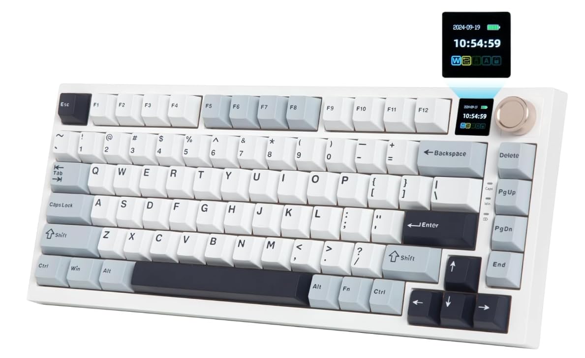 

HUO JI Wireless Gaming Keyboard, 75% English Layout, BT2.4GHzUSB Wired, Hot Swappable, Pre-lubricated, Linear Switches, Mechanical Keyboard with