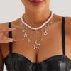 Auffällige Perlenkette Stern-Halskette Mädchen Einfacher Imitationsperlen-Choker