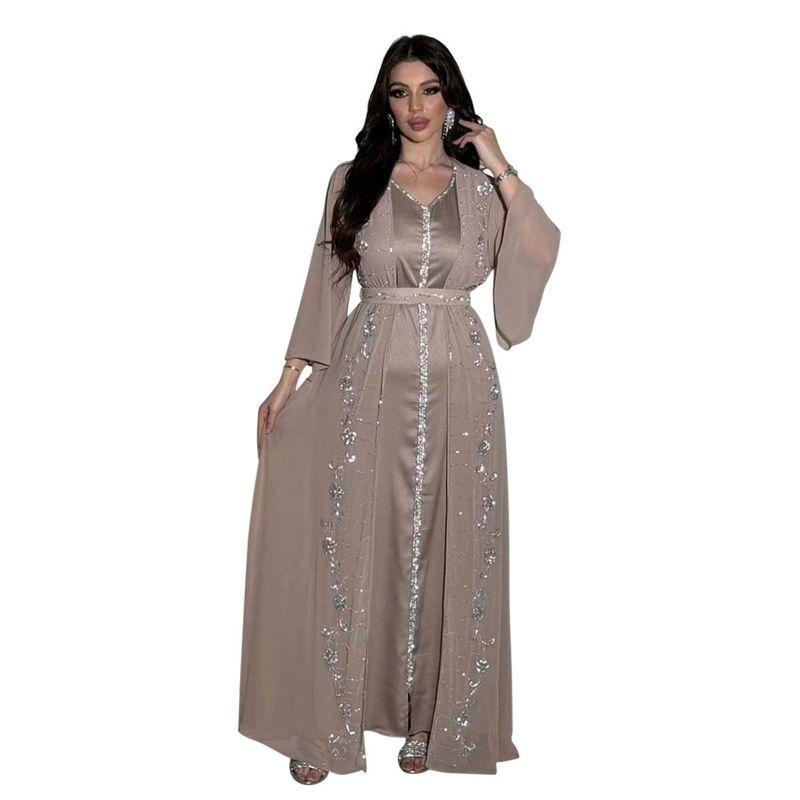 Indonesia Middle East Amazon All Year Round Work Clothing Vest + Coat Dress Chiffon Rhinestone Suit Robe Dress