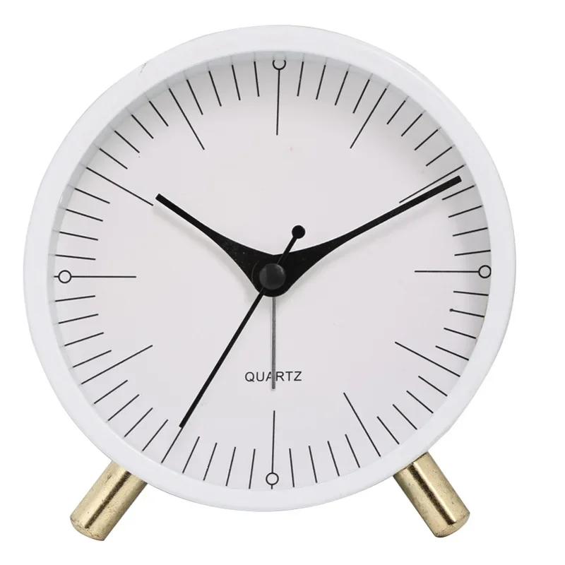 

Metal Minimalist Alarm Clock Simple Design Bedside Ornament Classic Decor for Living Room Bedroom Decoration Desktop Clocks