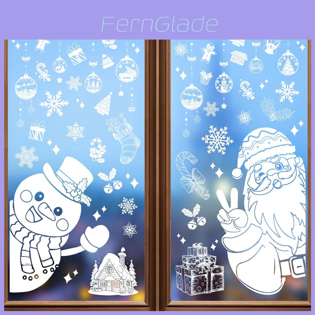 Christmas Snowflake Static Cling Glass Sticker With Santa And Snowman For Window Decor