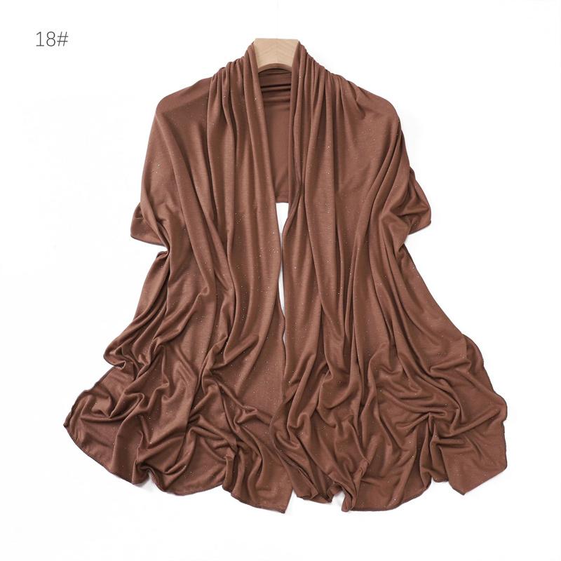 Plain Glitter Shimmer Modal Jersey Hijab Shawl Winter Elastic Muslim Ramadan Scarf Maxi Wrap Snood Stole Foulards Sjaal 175*55Cm