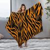 Orange Black Tiger Striped Fleece Blanket Soft Warm Throw Bed Sofa Cover Gift for Kids Teens Adults