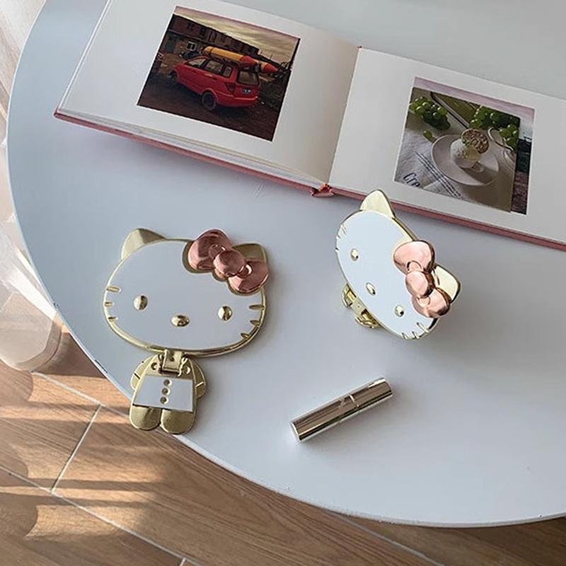 Sanrio High Beauty Hello Kitty 3D Folding Mirror Portable Handheld Makeup Mirror Kawaii Cartoon Anime Style Mirror Girl Gift