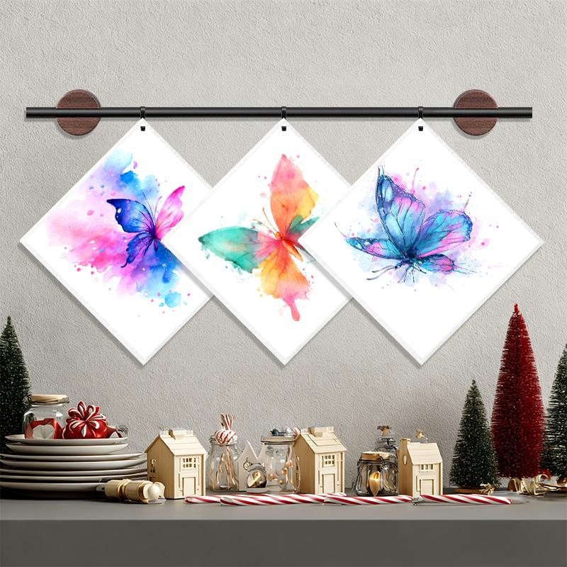 6PCS Cleaning Dishcloths Reusable Kitchen Dish Towels Watercolor Butterfly Pattern Dishcloth Absorbent Lint Free Cloth Washable Duster Rags Tea Towels