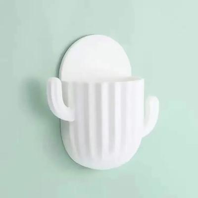 Wall Self-adhesive Storage Rack Toothpaste Holder  Brush Holder Cactus Storage Toothbrush Holder Wall  Bathroom Accessorie
