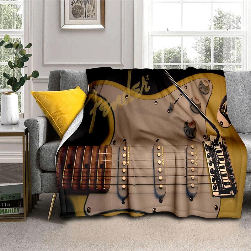 29 Stil Neu Fender Retro Gitarre Instrumente Musik Logo Decke, Weiche Überwurfdecke für Zuhause Schlafzimmer Bett Sofa Reise Picknickdecke