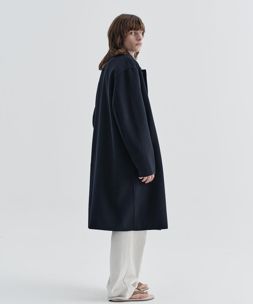 EZIO Cashmere Blend Handmade Mac Coat_Navy