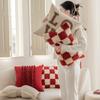 Christmas Decorative Pillowcase, Sofa Cushion, Super Soft Square, Winter Home Decoration, Red Checkered Heart