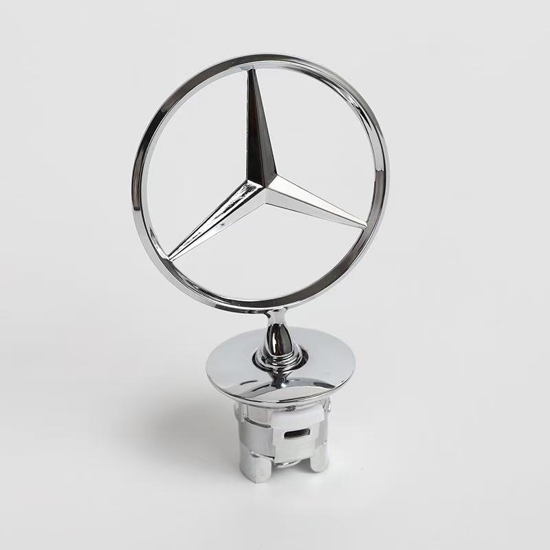 AABGS1 1pcs 44mm For Mercedes Benz W203 W204 W205 W206 W212 W213 W222 W223 Car Logo Front Hood Emblem 3D Metal Blue Chrome Star Bonnet