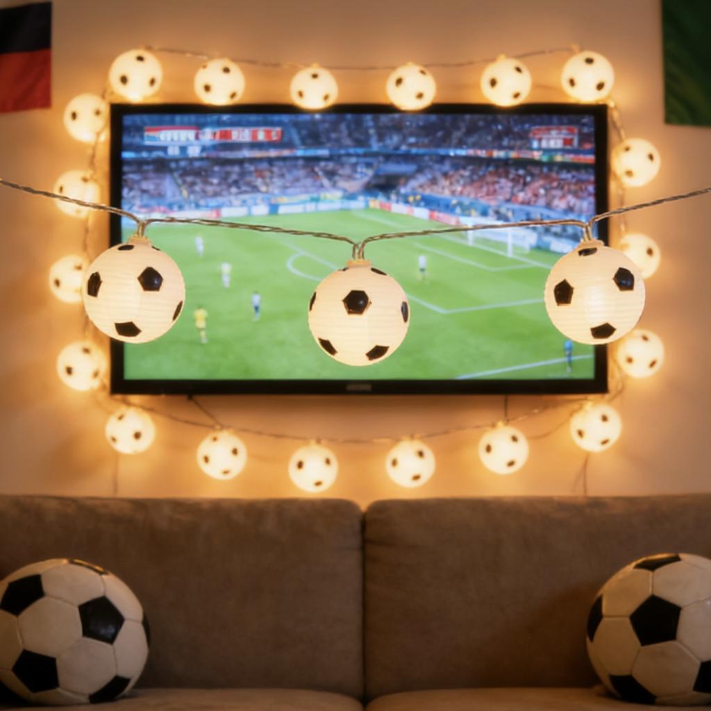 Soccer Ball String Lights for Bar Decoration Home Sports Theme Party Holiday Gathering Garden Bedroom Essential Atmosphere Lamp