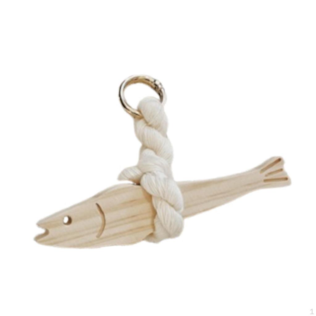 Hanging Wooden Fish Ornament with Cotton Rope for Home And Office Decor