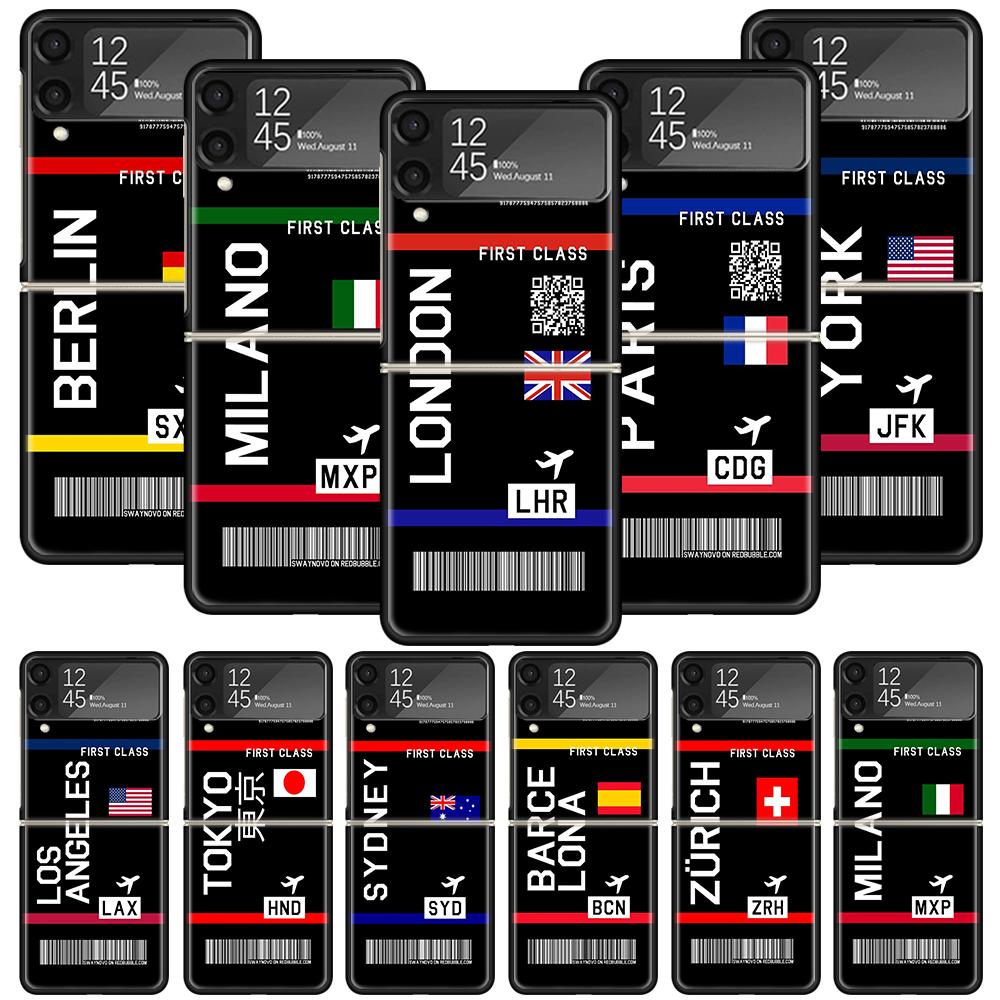 Airline Ticket Barcode Phone Case For Samsung Galaxy Z Flip 7 6 5 4 3 5G Shockproof Cover Z Flip7 Flip6 ZFlip5 Flip3 Flip4 Luxur