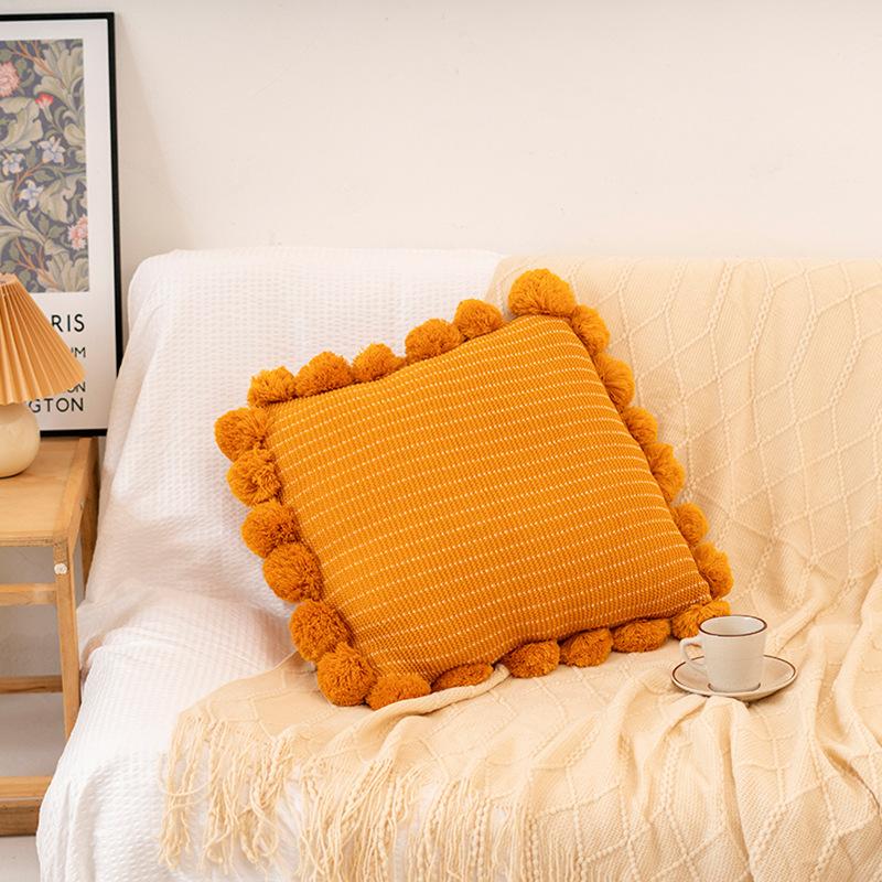 

Nordic All-match Ball Pillow Bed Large Pillow B&B Living Room Sofa Cushion Lumbar Hair Ball Knitted Pillow Case 45X45cm (excluding pillow core)