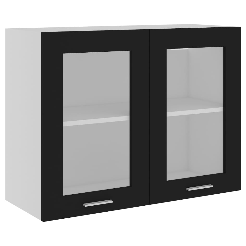 Lyon Wandhängendes Glasvitrinenschrank Schwarz 80 x 31 x 60 cm Spanplatte
