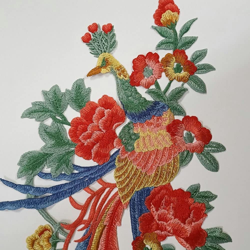 1Pcs Colorful Phoenix Bird Applique Embroidery Patch Applique DIY Lace Fabric Clothing Accessory 72*38cm