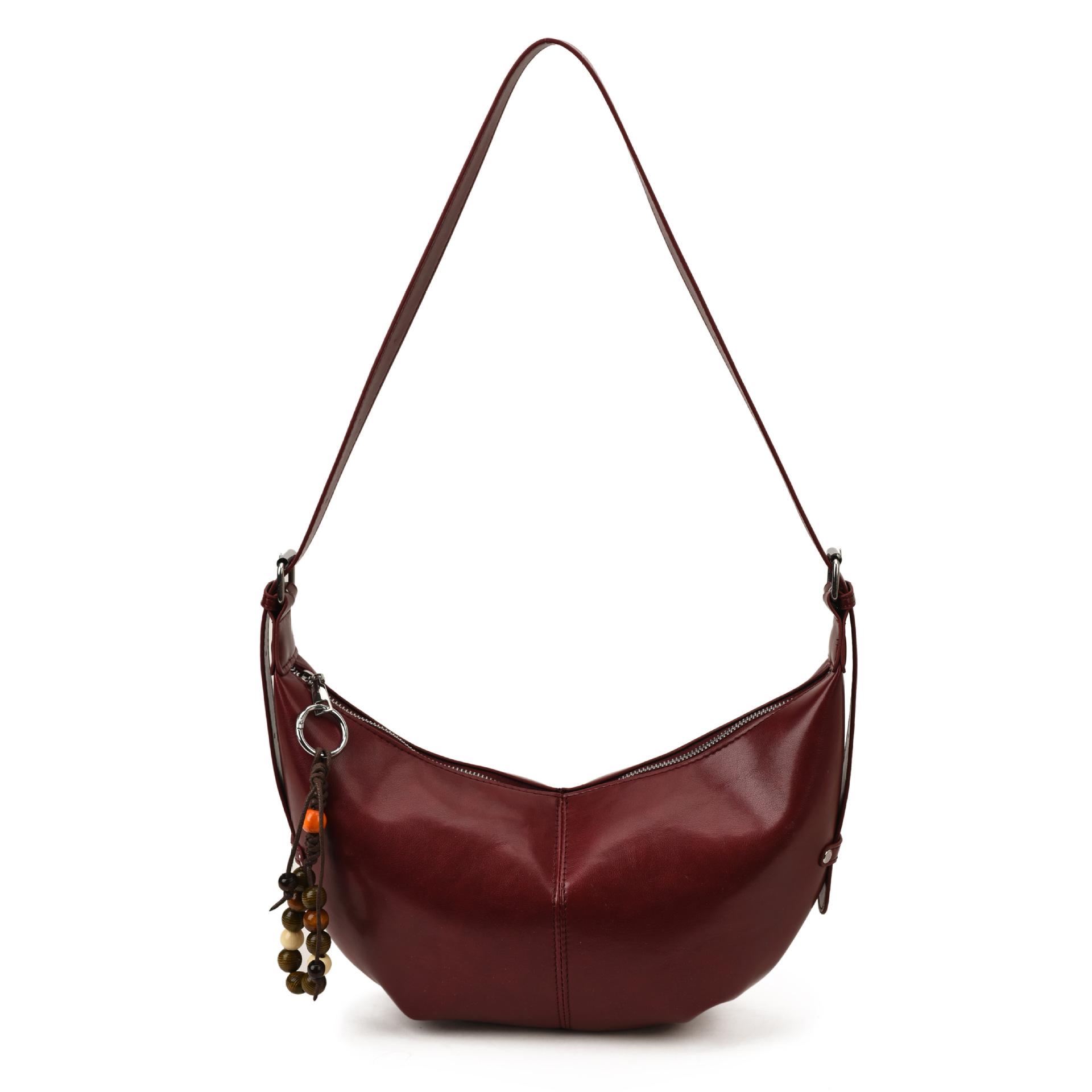 

Трендовая ретро сумка-пельмень из мягкой кожи 2025: Высококлассная, Вместительная, Универсальная сумка-тоут под мышкой в корейском стиле Bag Only красный