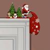 2pcs Wooden Christmas Door Corner Decorations Santa Claus and Reindeer with Snowman, Festive Wall Ornaments, Suitable for Indoor Use in Living Room