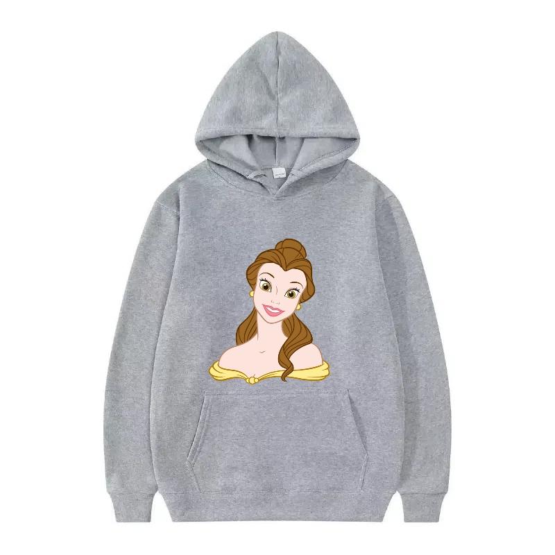 Disney Princess Pattern Woman Fashion Sporty Loose Black Spring Tops Clothes Pullovers Ladies Cheap Y2k Hoodies Men Sweatshirts