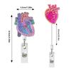 5Pcs Heart-shaped Acrylic Badge Reel Secure Nurse Badge Holder Clips Convenient Easy Pull Button Cord for Doctor Student