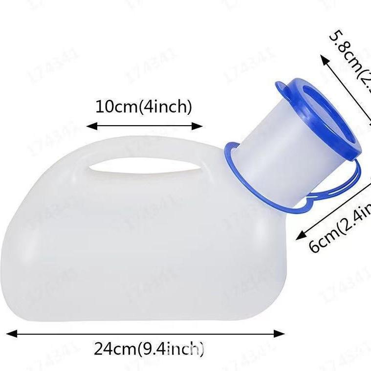 Unisex 1000ml Translucent PE Urinal with Female Interface, High-Temperature Disinfected