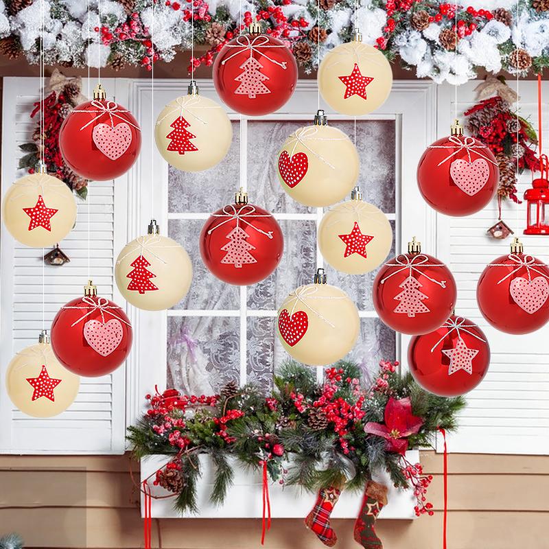 Christmas Home Decoration Cute Bow Design New Year Decoration Heart Pattern Exquisite Christmas Decorations Sweet Style 6PCS