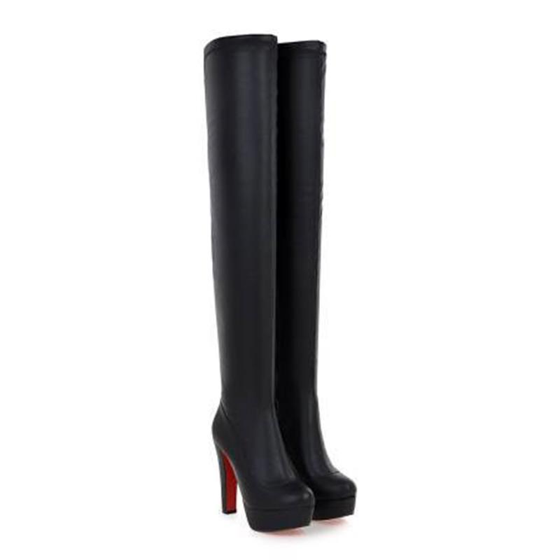 Winter New Knee Boots European and American Style Thick Heel High Heel Large Size Women's Boots G