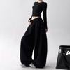 Women's Pants  Retro Pleated Lace Up Sweatpants Women's Autumn New Loose Hanging Casual Pants