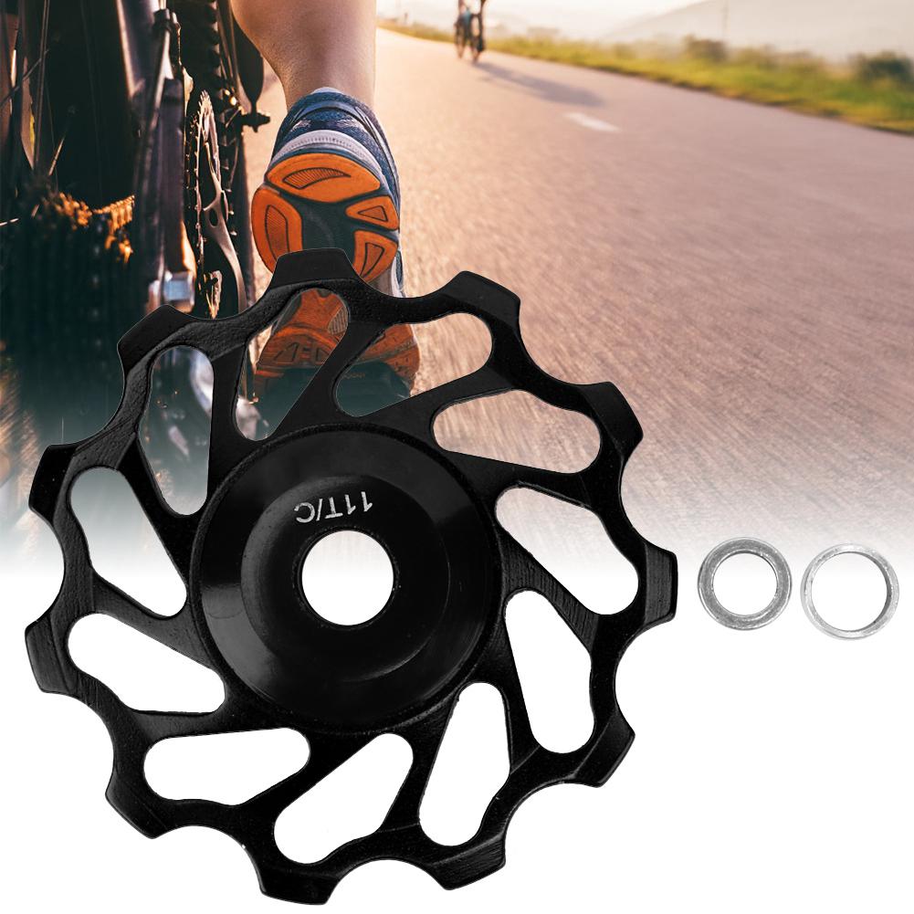 11 Teeth Mountain Bike Ceramics Wheel Rear Derailleur Guide Pulley Roller Bicycle Aluminium Alloy BearingBlack