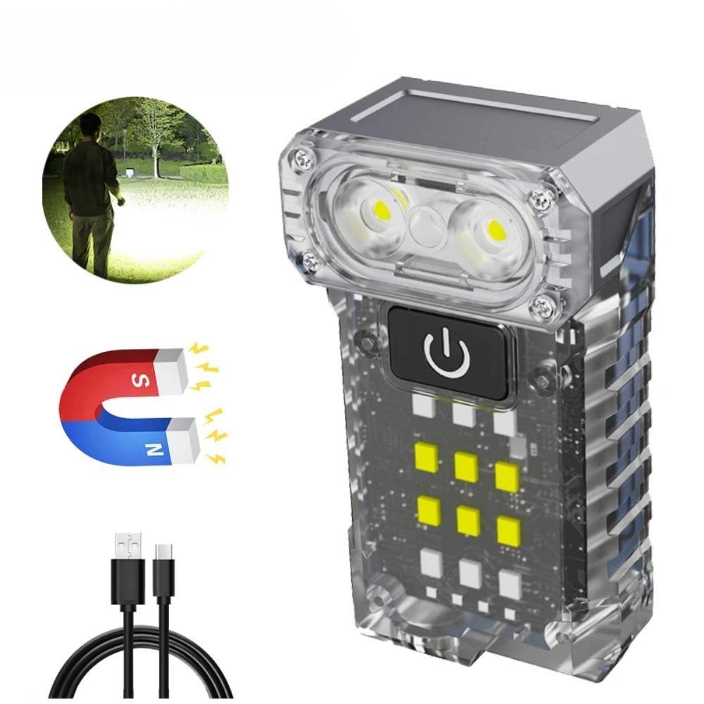 Rotatable Mini LED Flashlight USB Rechargeable Pocket Keychain Torch Powerful Emergency Camping Fishing Walking Lantern 1200mAh
