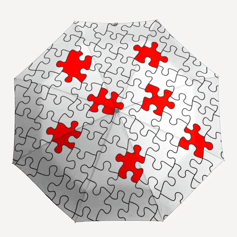 1pc Puzzle Pieces Automatic Open/Close Umbrella Compact Folding Umbrella, All-Season Portable Umbrella for Women/Men F1124192