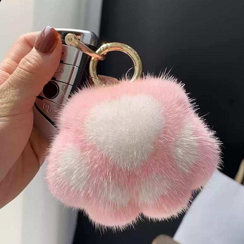 Yogodlns Nydelig fluffy kattepote hårpompon veskeanheng for kvinner jenter søtt dyrepoteanheng på veske