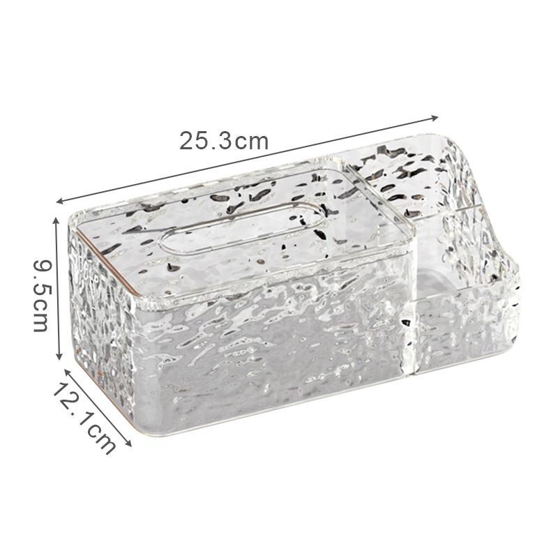 Living Room Desktop Tissue Box Water Ripple Clear Plastic Tissue Storage Box Multifunction Remote Control Holder Tissue Box