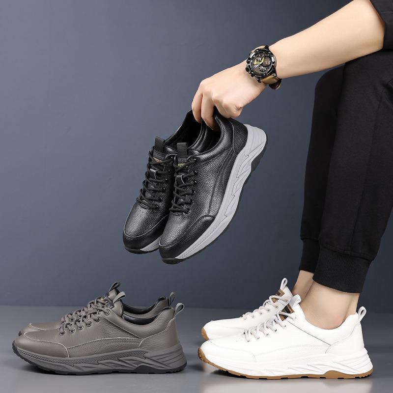 The first layer of cowhide winter new men's sports shoes genuine leather velvet thermal cotton shoes casual shoes men's shoes shoes