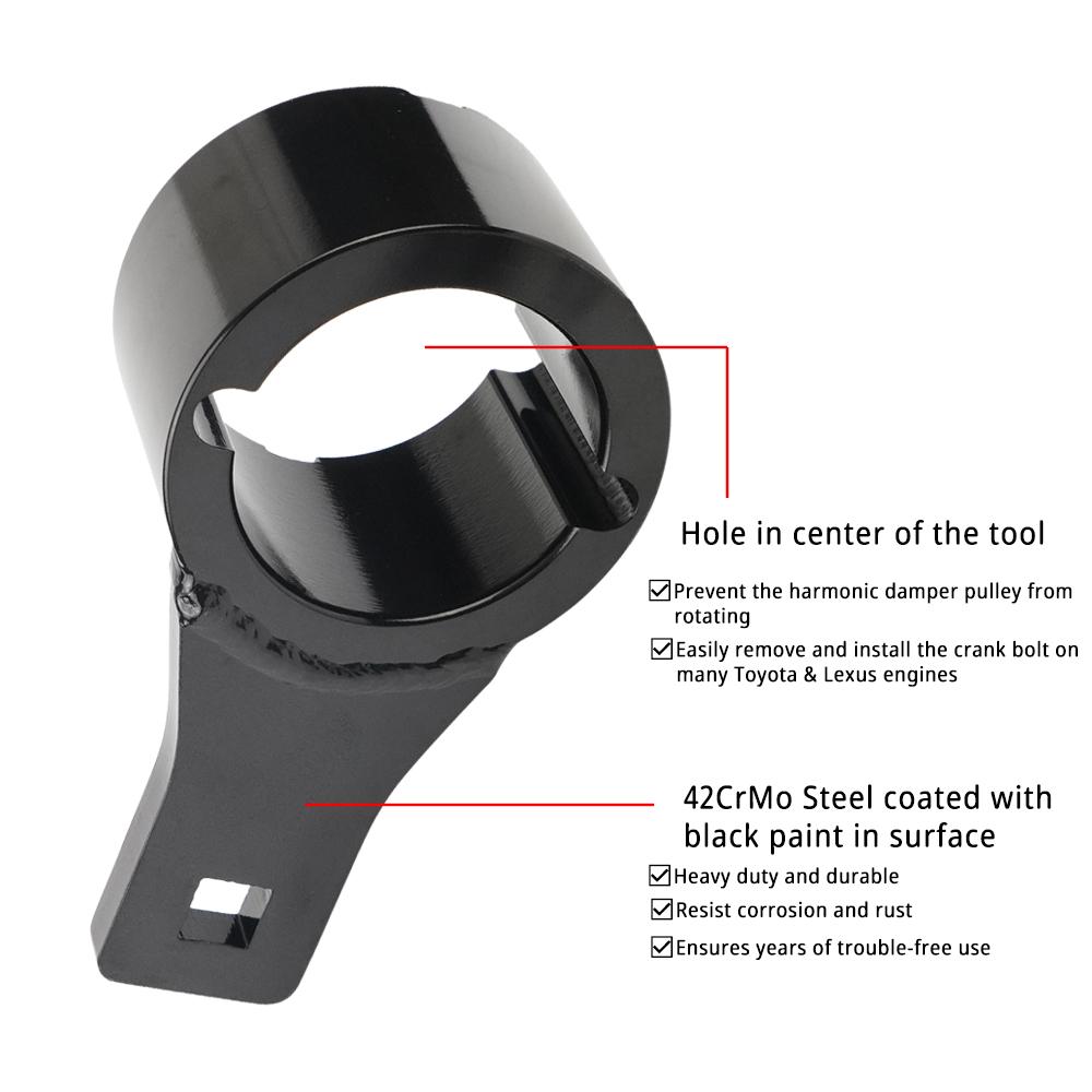 One Set Crankshaft Damper Pulley Holding Fixing device Crank Holder Tool with 2PCS Crank Bolts For Toyota For Lexus Black