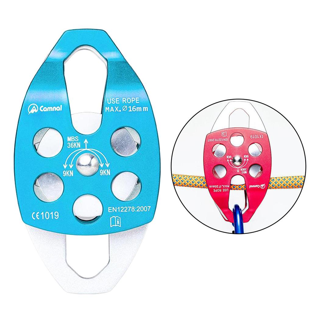 36KN Double Pulley for 16mm Rope Rock Tree Climbing Dragging - CE Approved