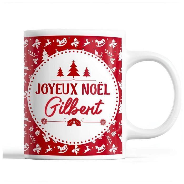Mug - Noël Gilbert Rouge - Céramique - 325 ml - Imprimé recto/verso - Résistant lave-vaisselle