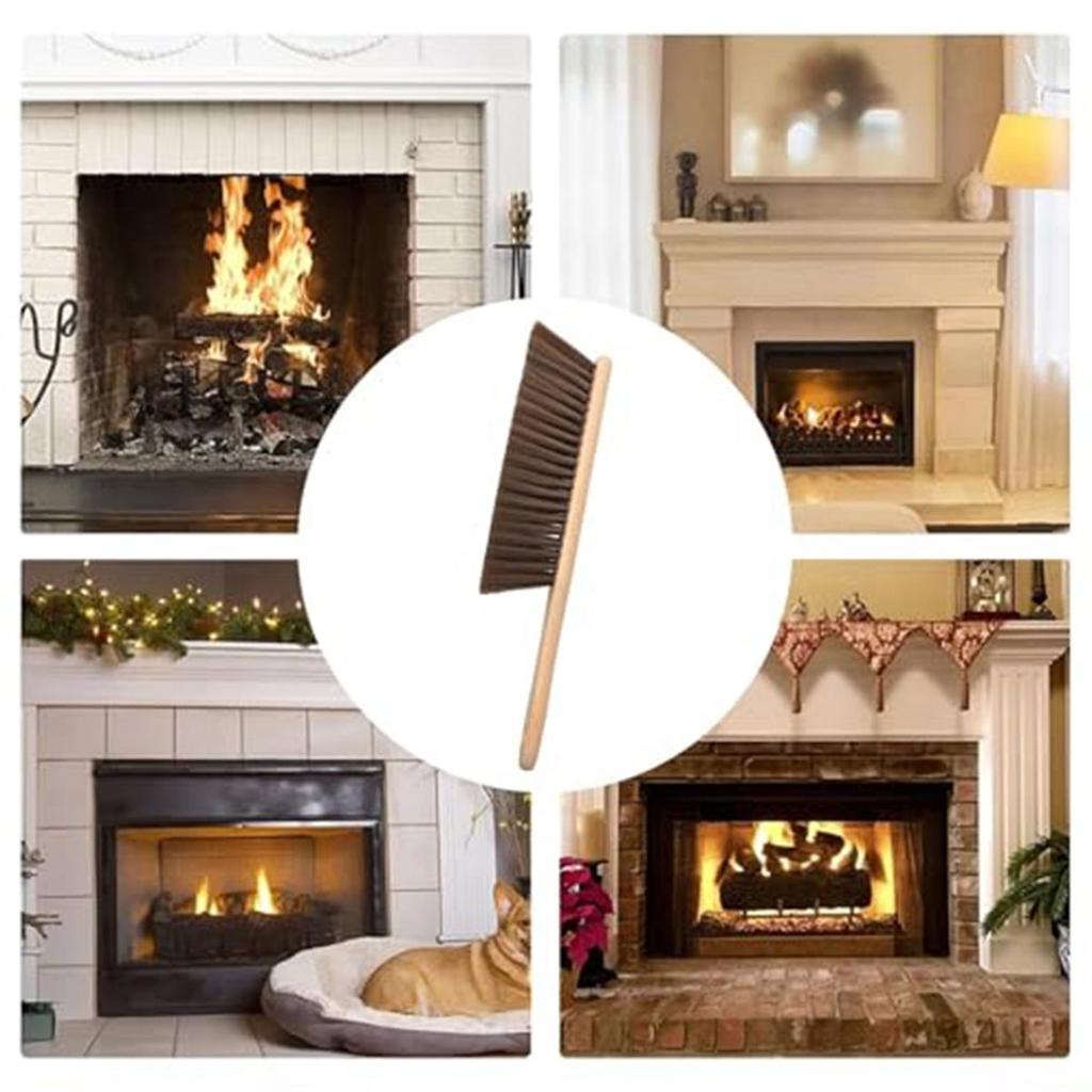 2026 New Wooden Handle Fireplace Brush for Removal, Hearth & Corner Cleaning Tool, Fireside Cleaning Brush for Fireplaces
