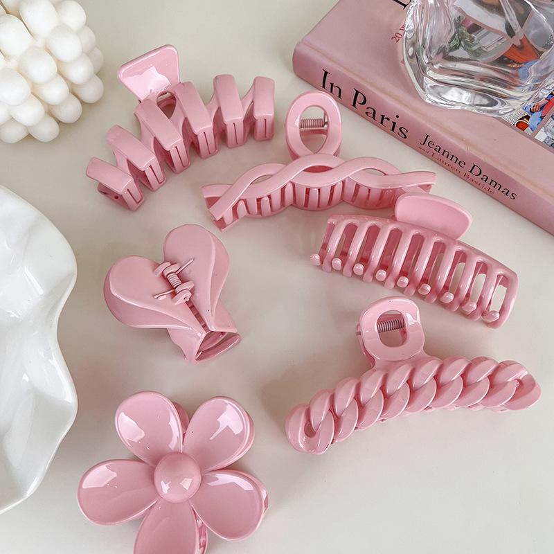 UXSL New Sweet Pink Series Hair Claw Acrylic Hairpin Geometry Barrette Crab Hair Clips Headwear for Womens Girl Hair Accessories