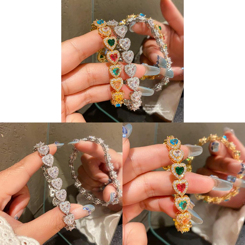 Vintage Silber Herzform Handkette Mit Zirkonia Für Damen Mode