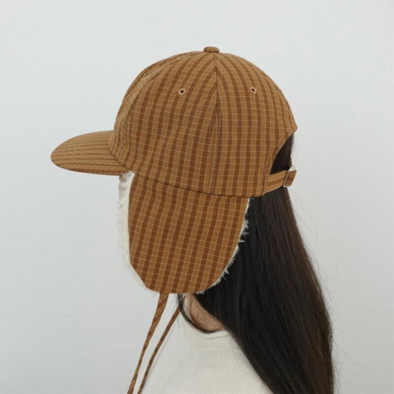 Women's FW Plaid Baseball Cap Flat Brim Hat