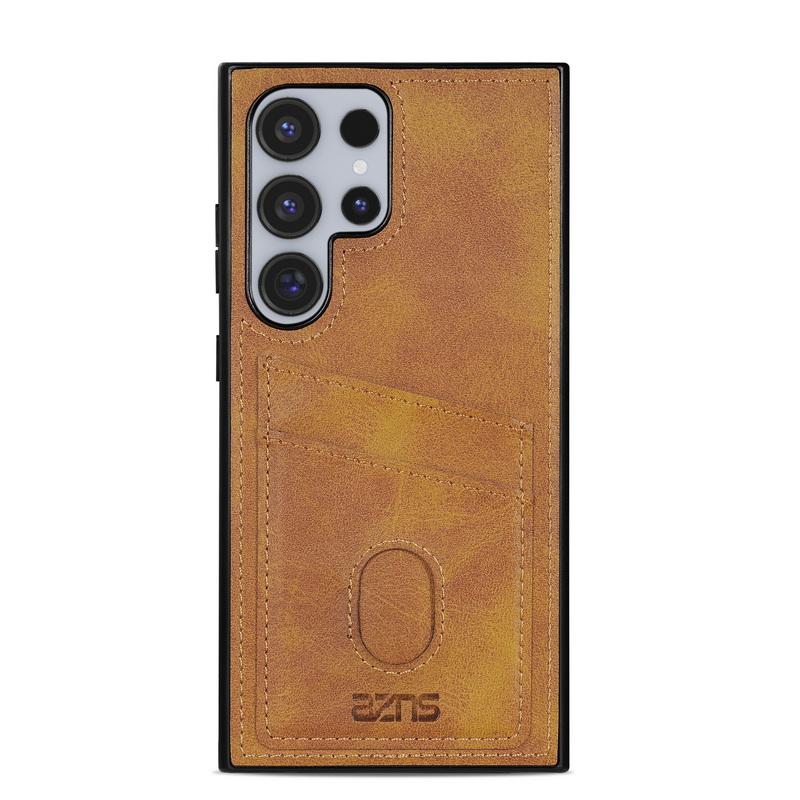 

Роскошный кожаный чехол для телефона с отделением для карт памяти для Samsung S25 Ultra S24 FE S23 S22 S21 A56 A36 A16 A55 A06 A26 A15 Мягкий край противоударный жесткий чехол для задней панели из ПК Samsung S25 хаки